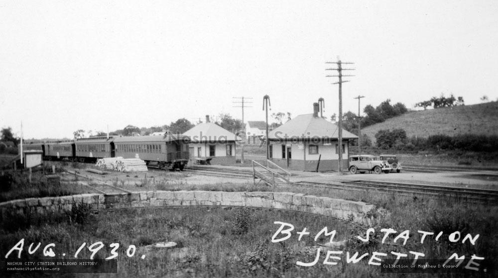Postcard: Boston & Maine Station, Jewett, Maine - August 1930